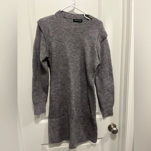 Romantic hut Gray Sweater Dress Midi With Sleeve Details Women’s Large